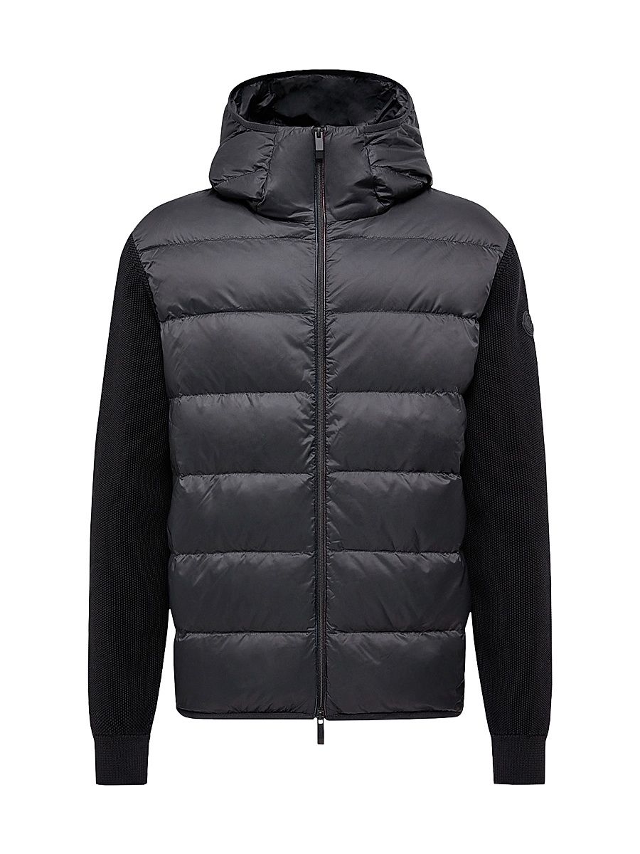 Men's Down-Filled Hoodie in Cotton - Black - Size XXXL