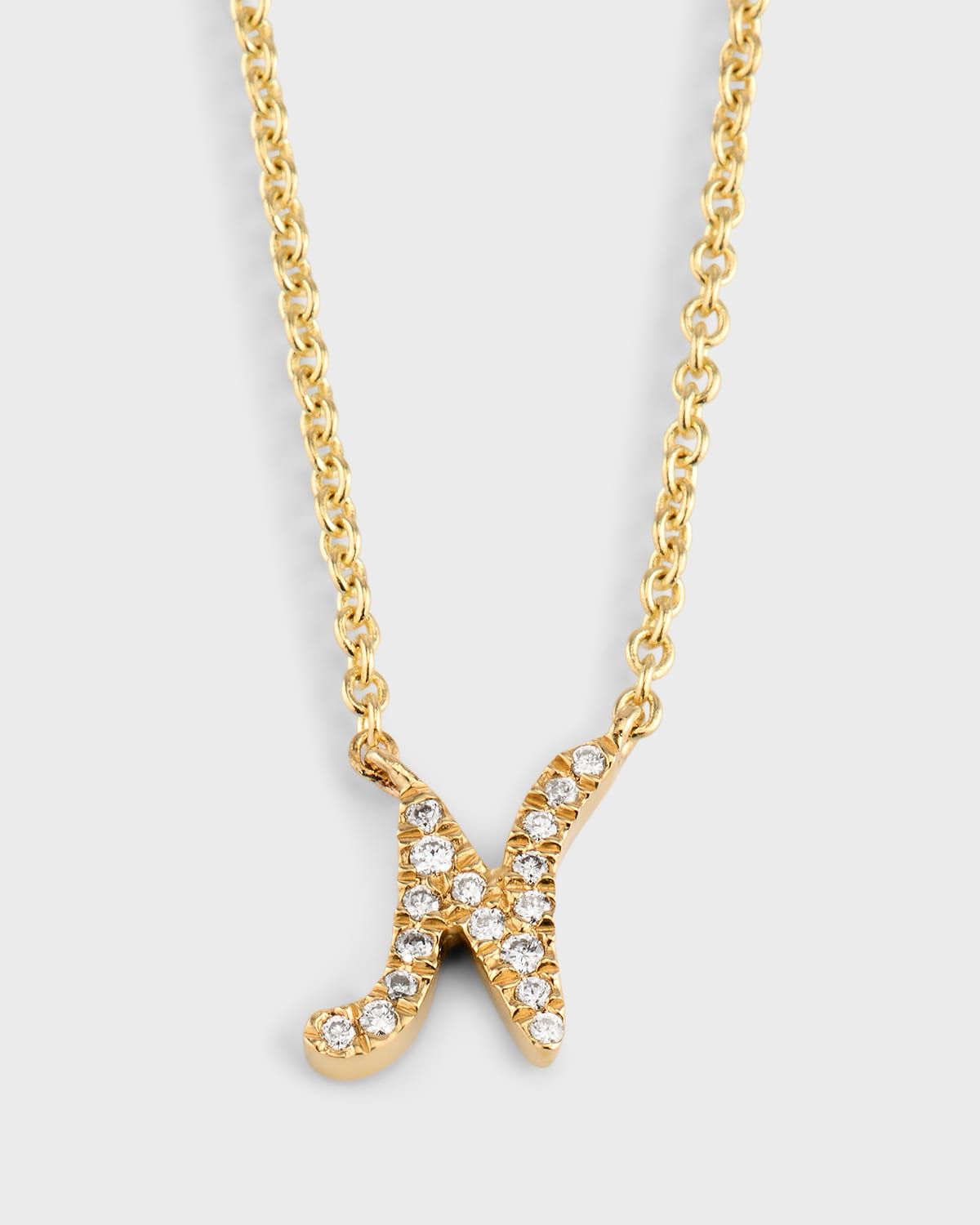 14k Diamond Pave Initial Necklace