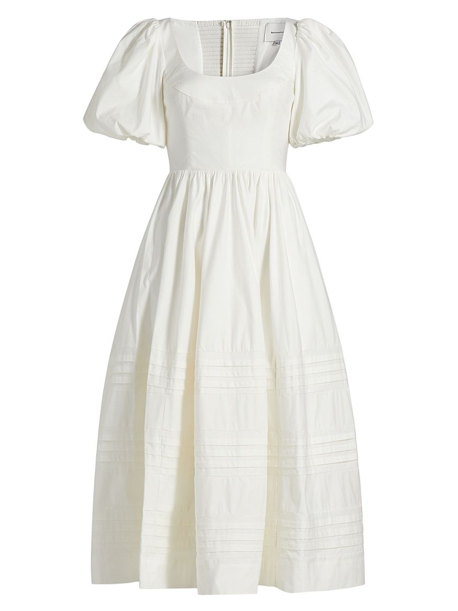 Women's Everlyn Stretch Cotton Poplin Midi-Dress - White - Size 6