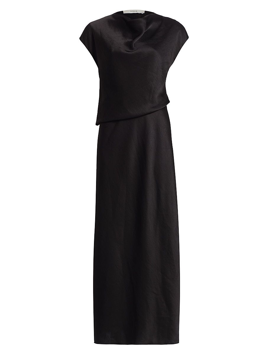 Women's Draped Cowlneck Maxi Dress - Black - Size XXS