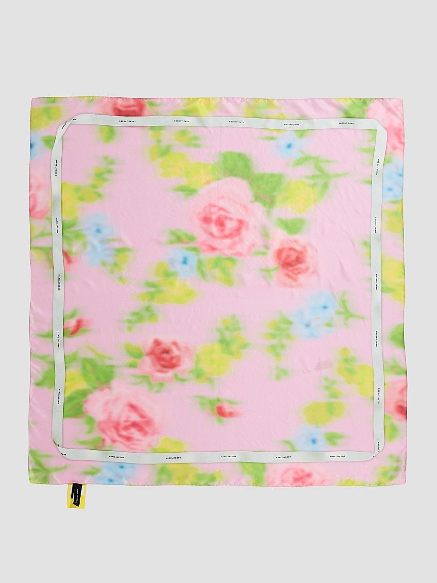 Women's Blurred Floral Silk Scarf - Ribbon Pink Multi