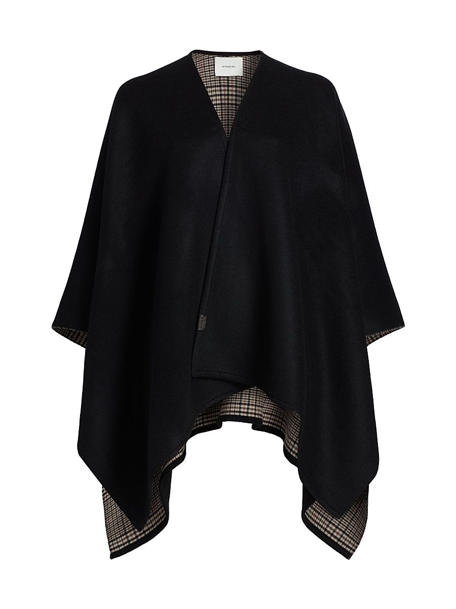 Women's Reversible Wool-Cashmere Cape - Black