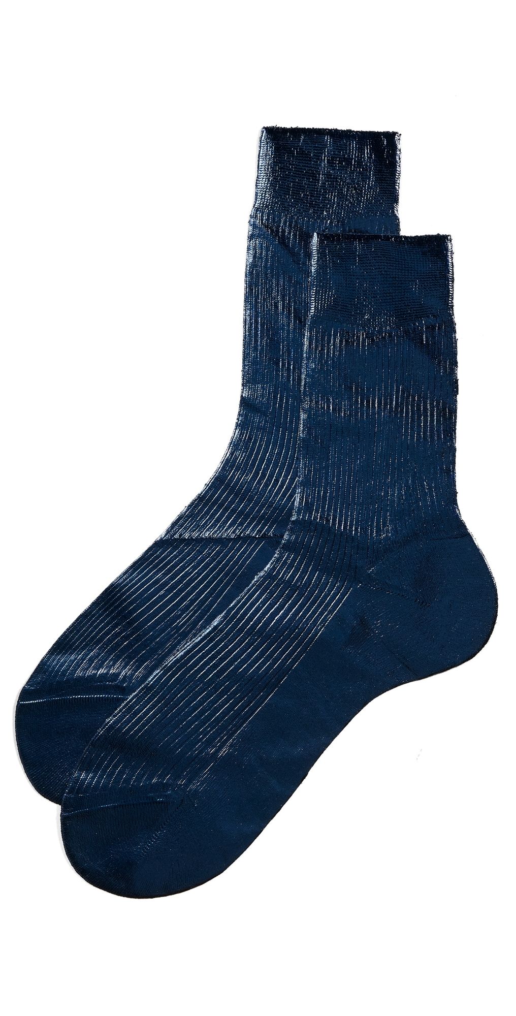 Maria La Rosa Laminated Ribbed Silk Socks Navy One Size