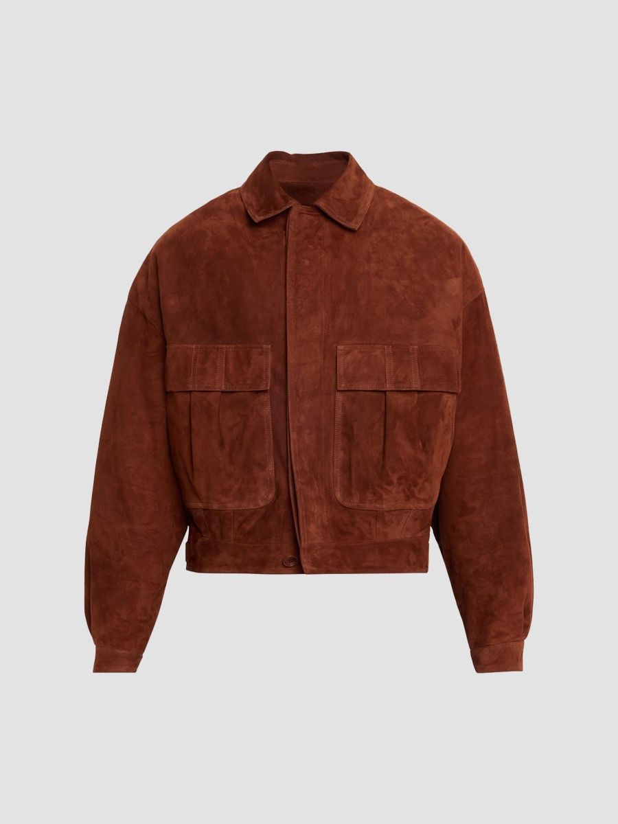 Balmain Men's Suede Shirt Jacket - Marron - Size 38