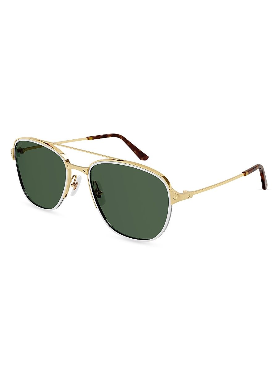 Men's Santos De Cartier 57MM Navigator Sunglasses - Gold