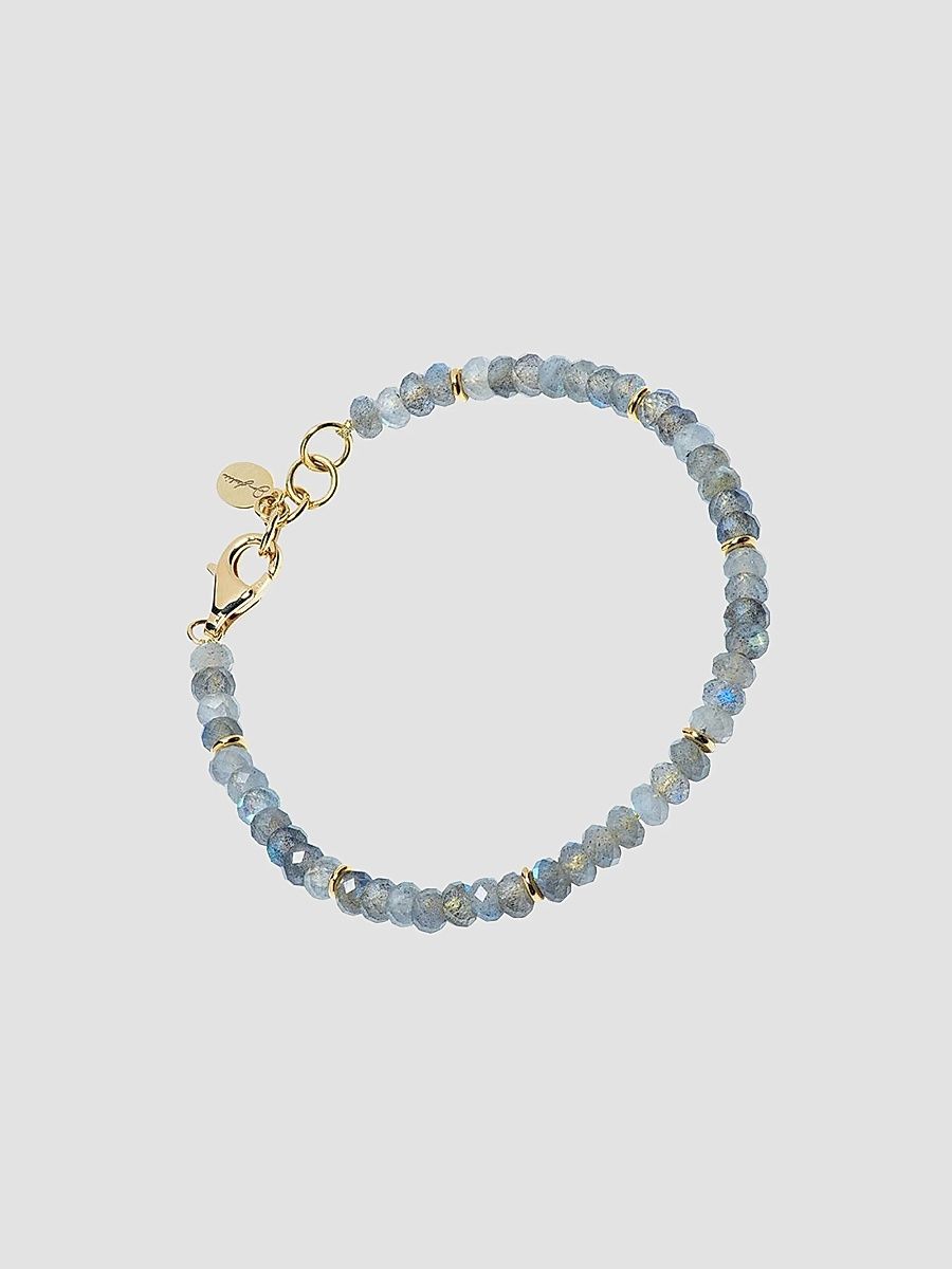 Jan Leslie Men's 18K Yellow Gold & Faceted Labradorite Beaded Stretch Bracelet - Labradorite