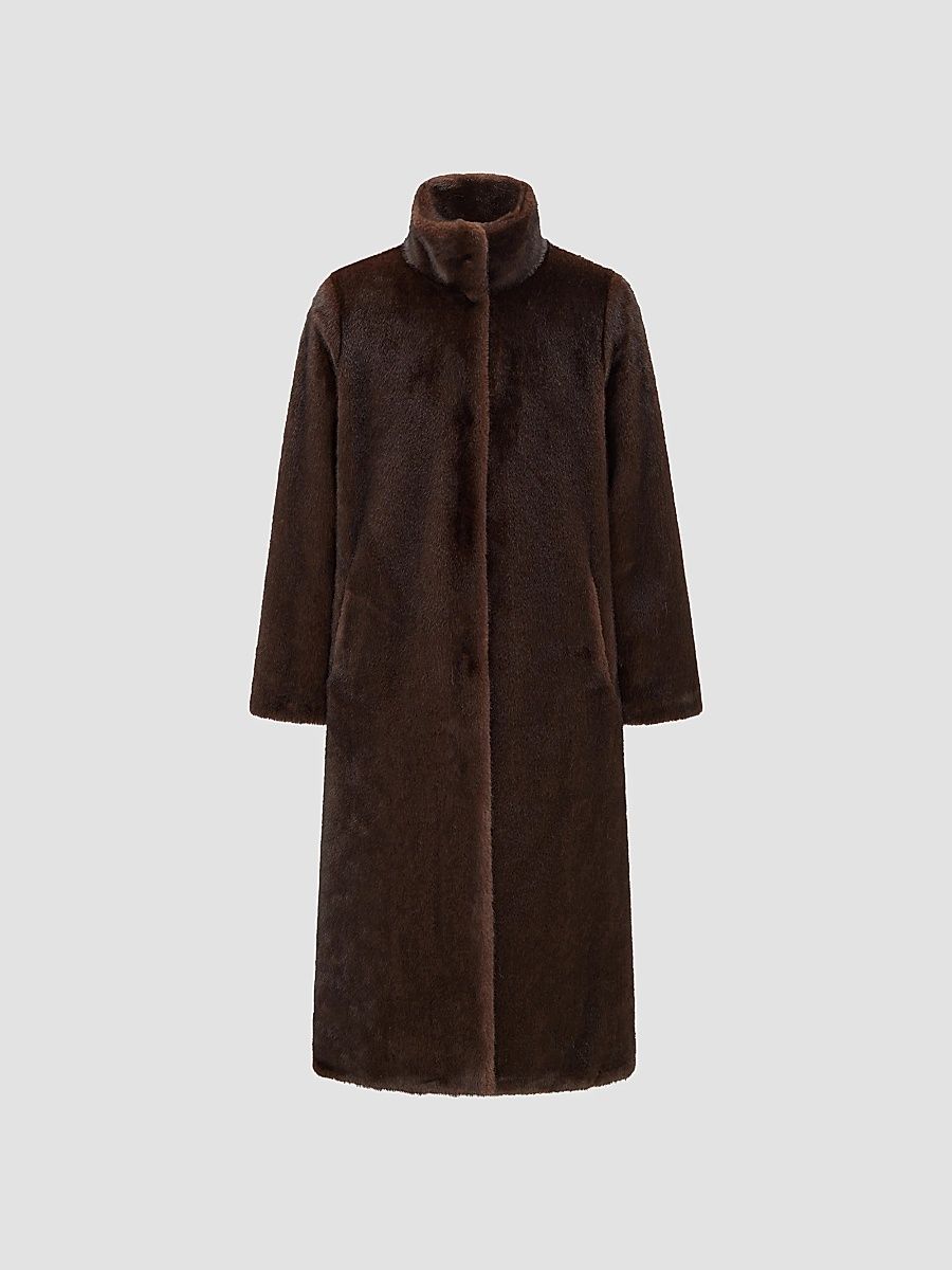 Lyla Grant Women's Faux Fur Mink Reversible Coat - Dark Brown - Size XS