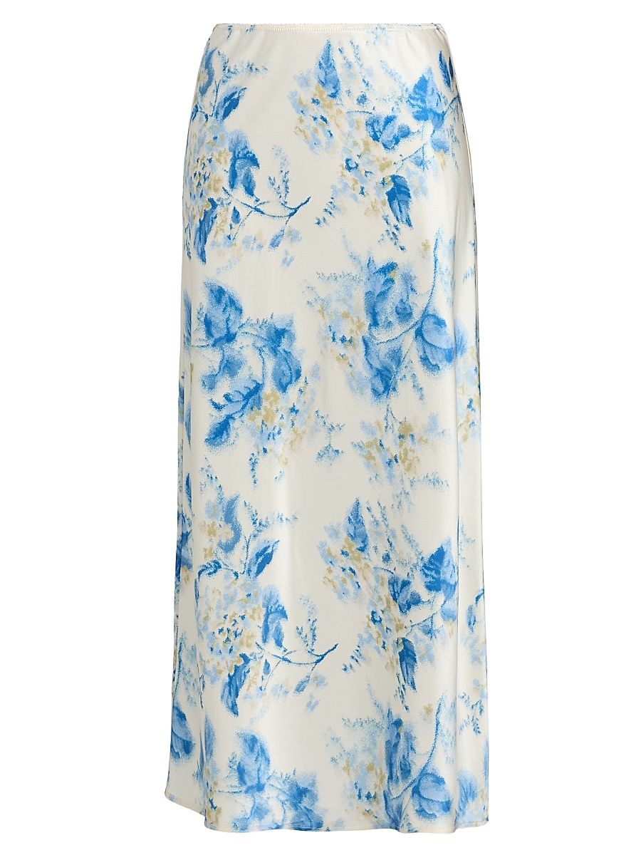 Women's Layla Floral Silk Midi-skirt - Misty Morning - Size 6