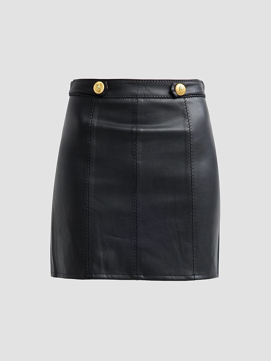Women's Arlena Faux-Leather Mini Skirt - Black - Size 14