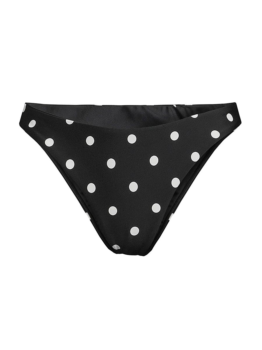 Women's Margot Polka Dot Bikini Bottom - Black White - Size Large