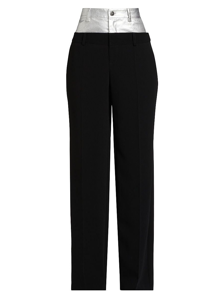 Women's Dionne Denim & Crepe Pants - Black Silver - Size 16