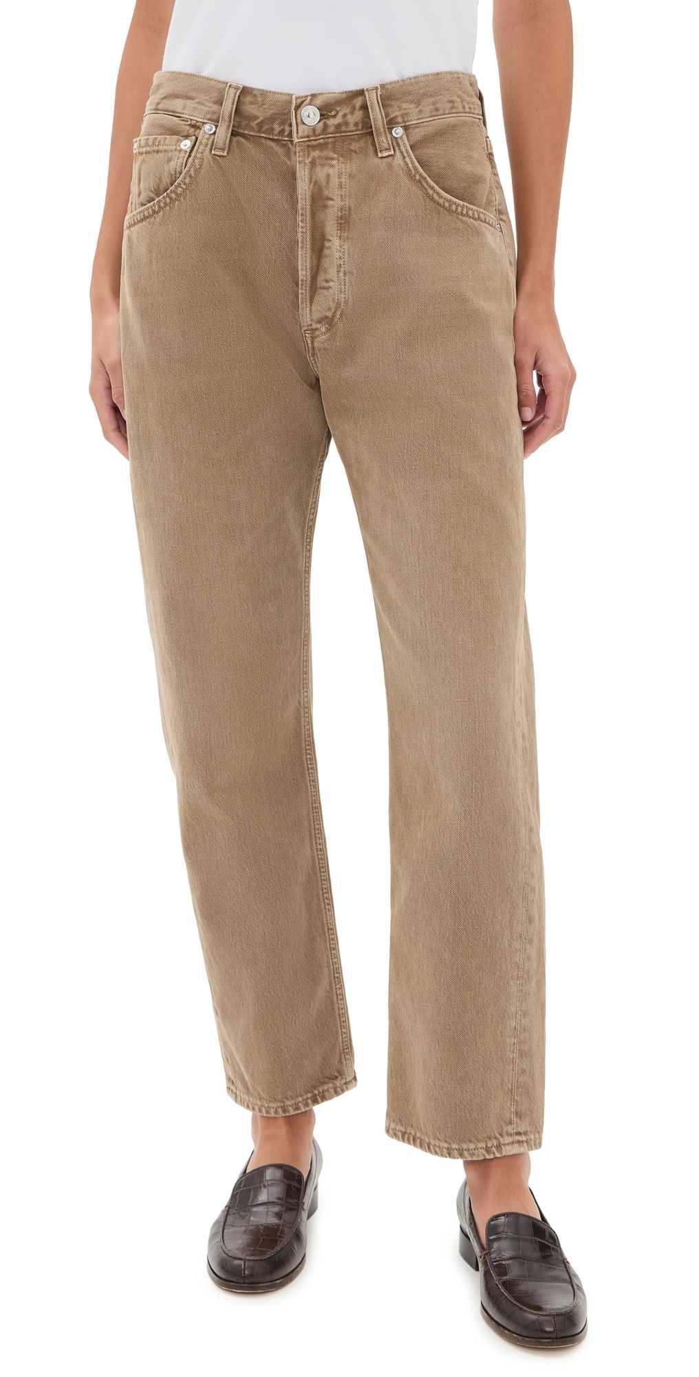 Citizens of Humanity Winslow Boyfriend Cropped Jeans Tan 27