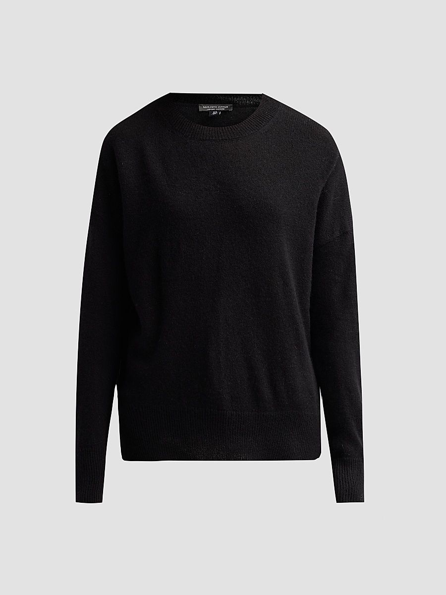 Women's Oversized Cashmere Raw-Vent Sweater - Kohl Black - Size XL