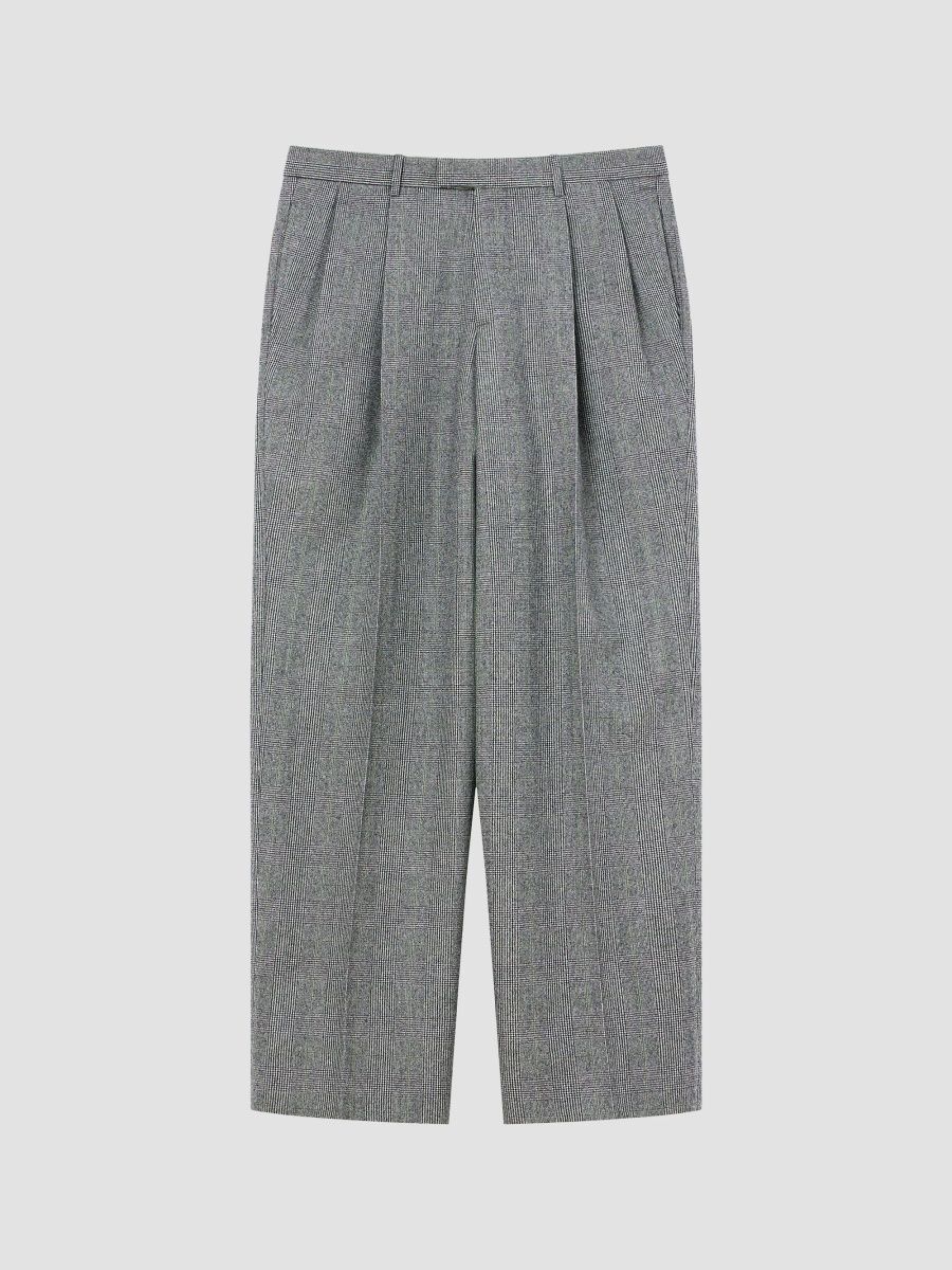 Givenchy Men's Double Pleated Checked Pants in Flannel - Grey - Size 40