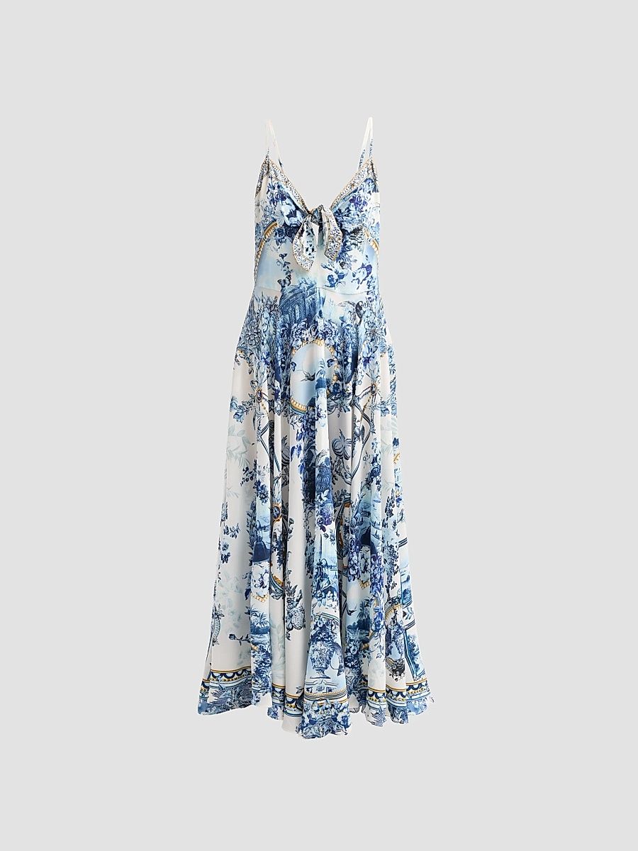Camilla Women's The Porcelain Parlor Print Silk Maxi Dress - The Porcelain Parlour - Size Small