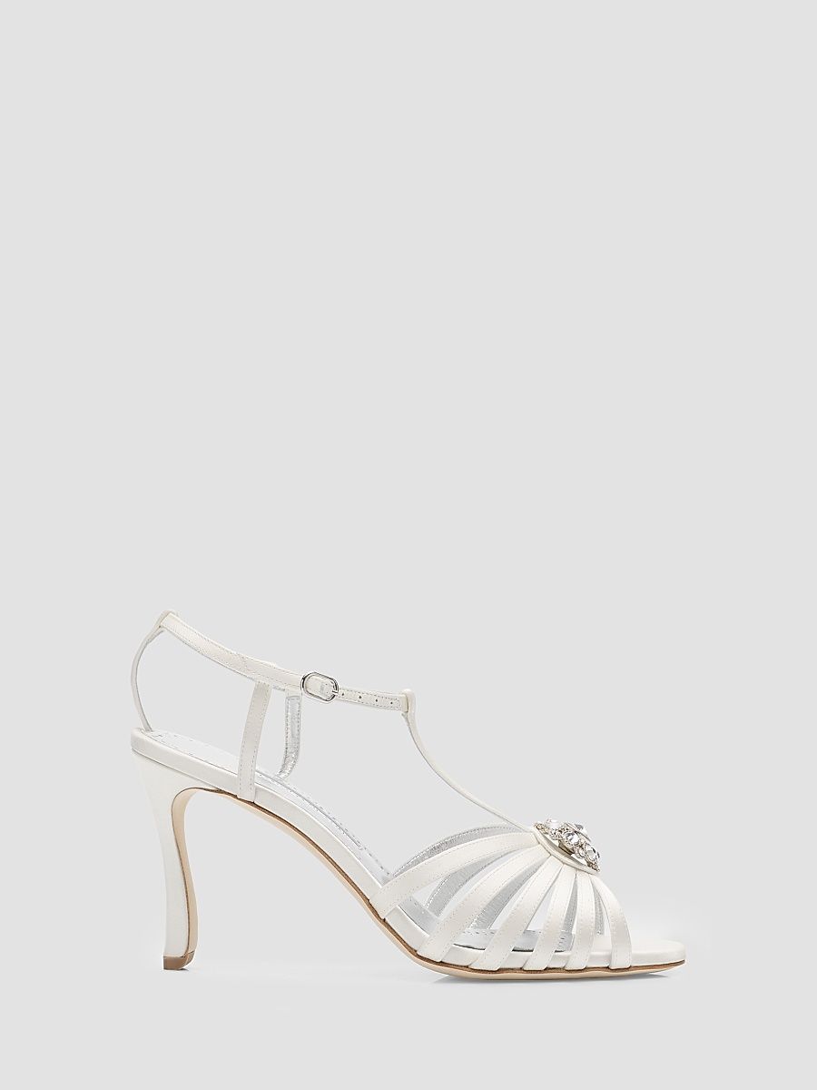 Women's Fulcon Embellished Strappy Sandals - White - Size 7.5