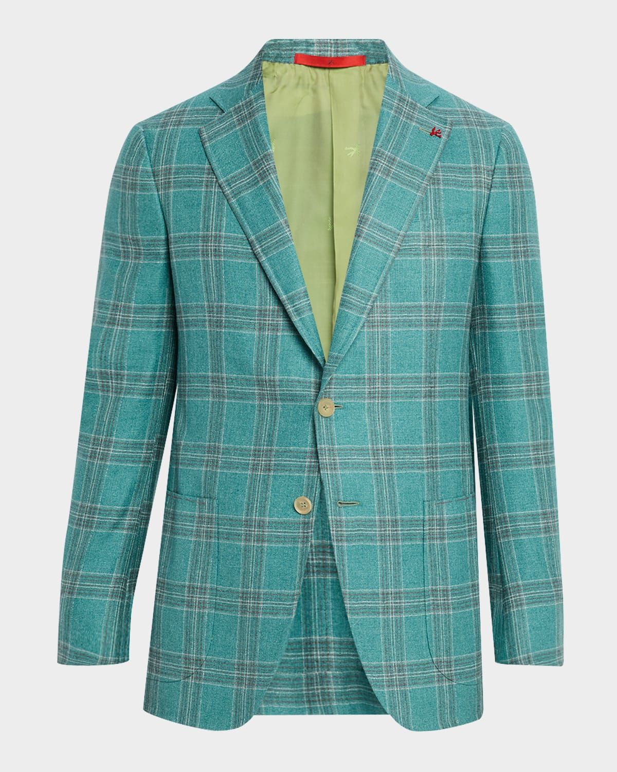 Men & apos;s Silk-Cashmere Plaid Sport Coat