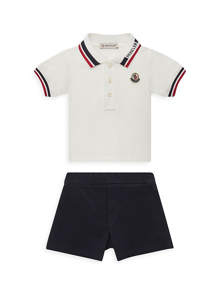 Baby Boy's & Little Boy's Set in Cotton Piquet - White Blue - Size 6 Months