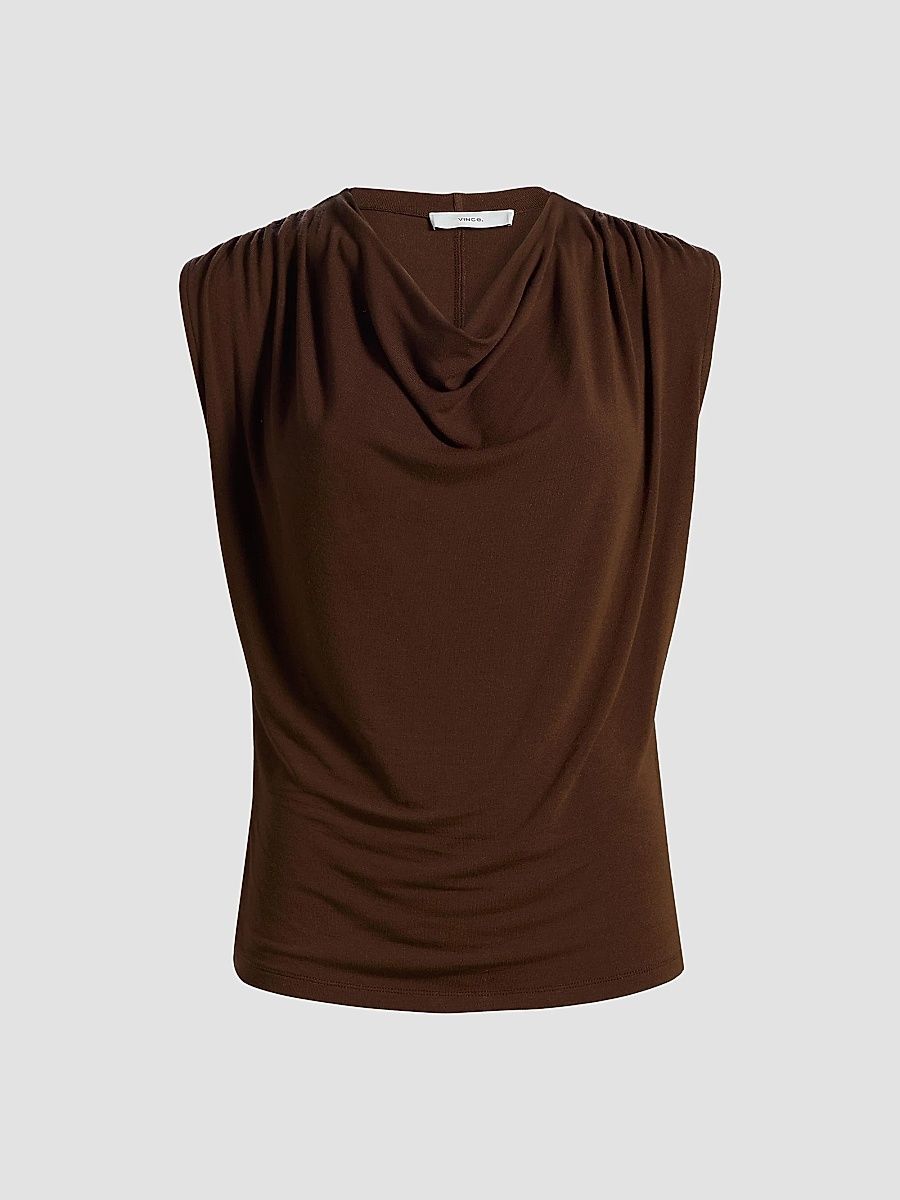 Vince Women's Draped Cowlneck Sleeveless Top - Espresso - Size XL