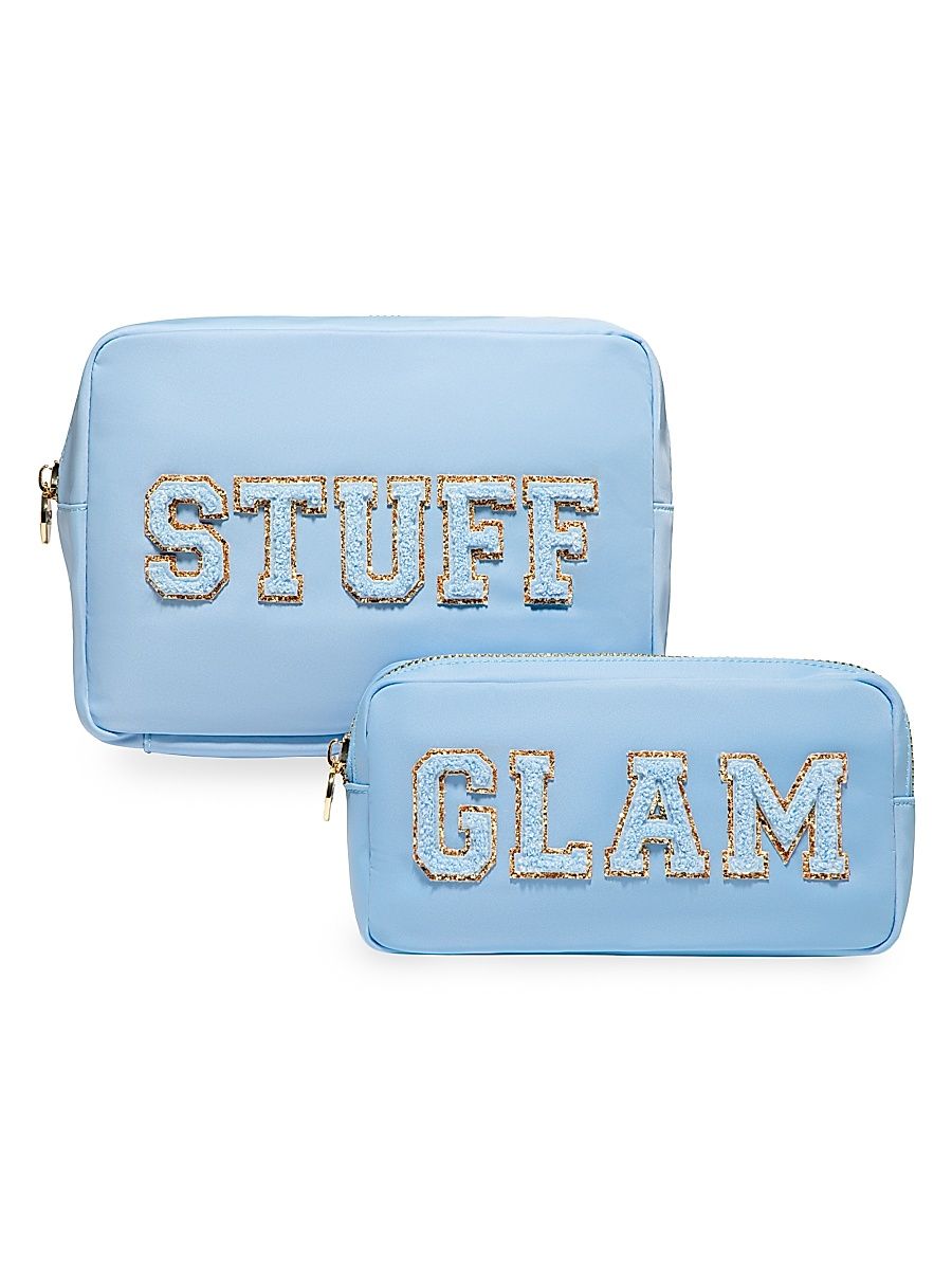 Women's Two-Piece Embroidered Pouch Set - Periwinkle