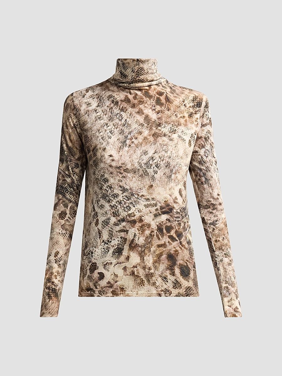 Women's Thea Python-Print Cotton-Blend Top - Bone Python - Size XXL