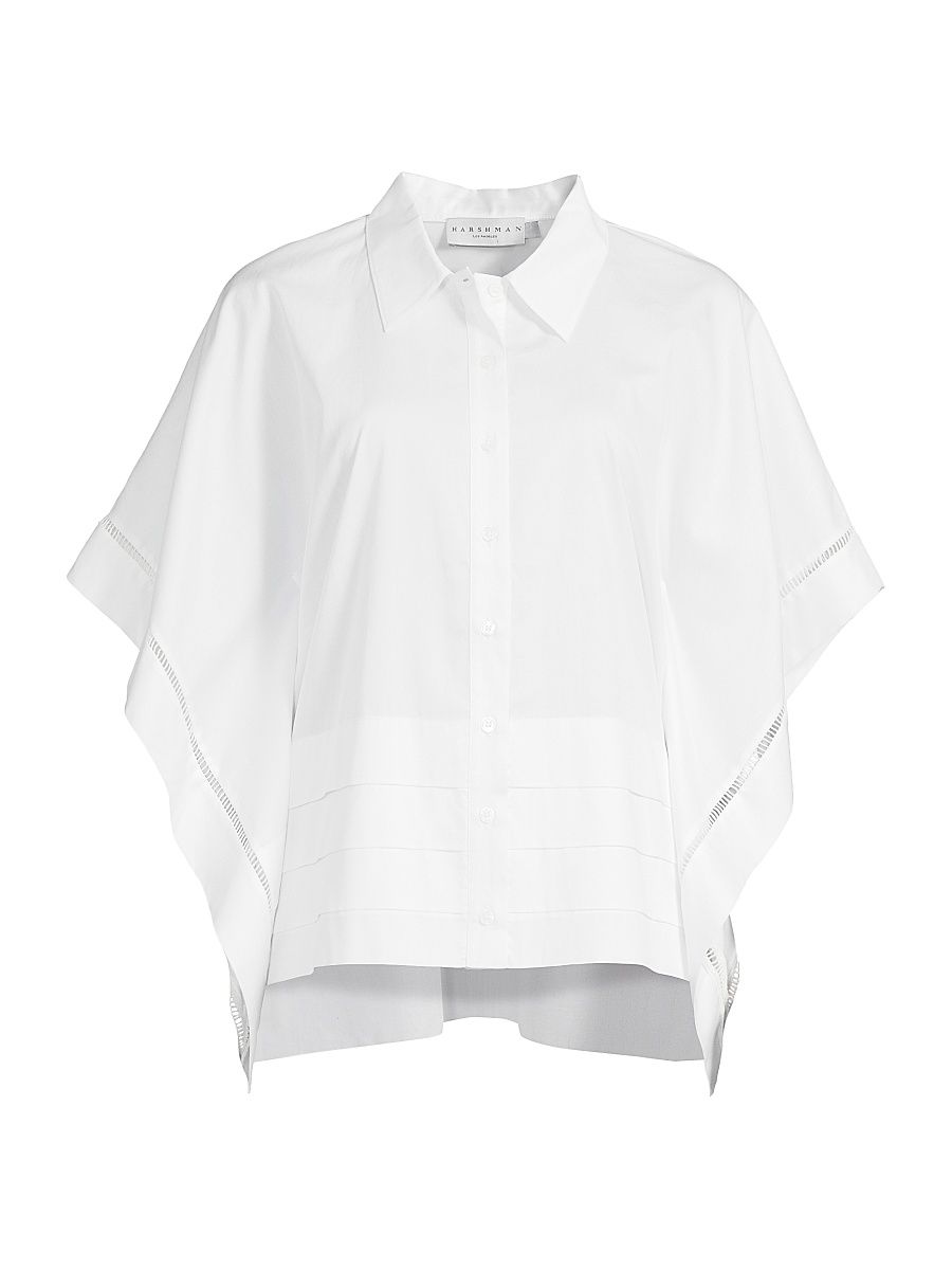 Women's Harpa Pleated Cotton Shirt - White - Size Large