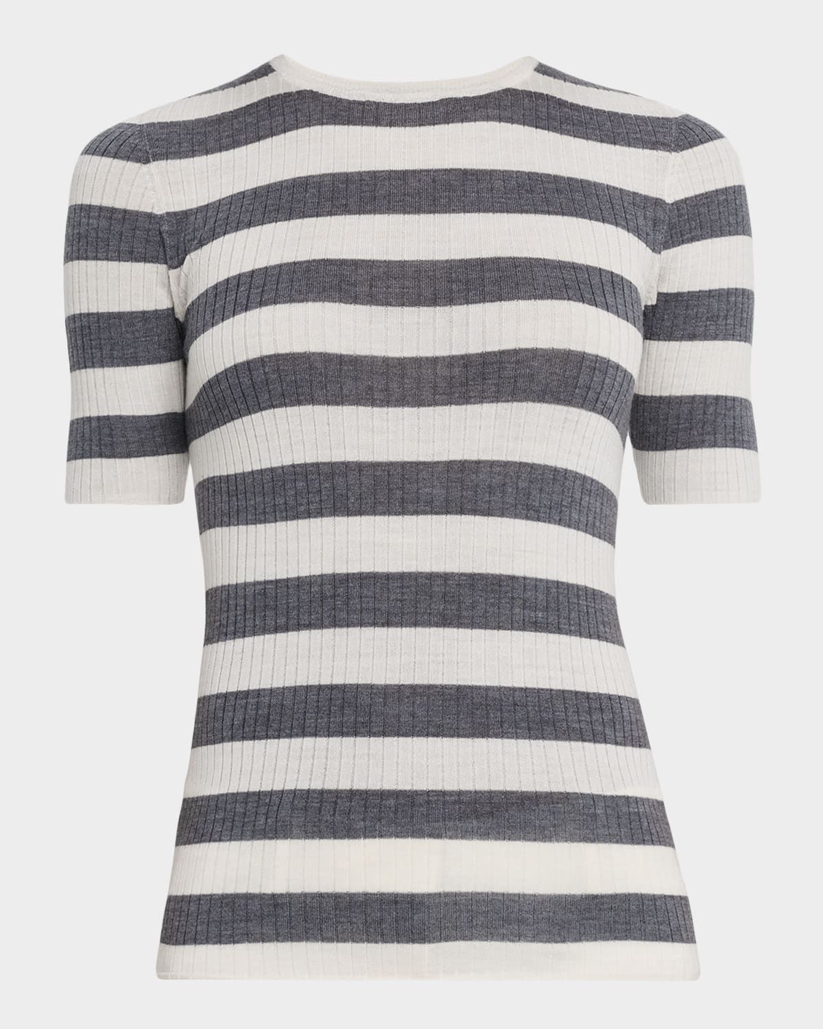 Superfine Merino Striped Crewneck T-Shirt
