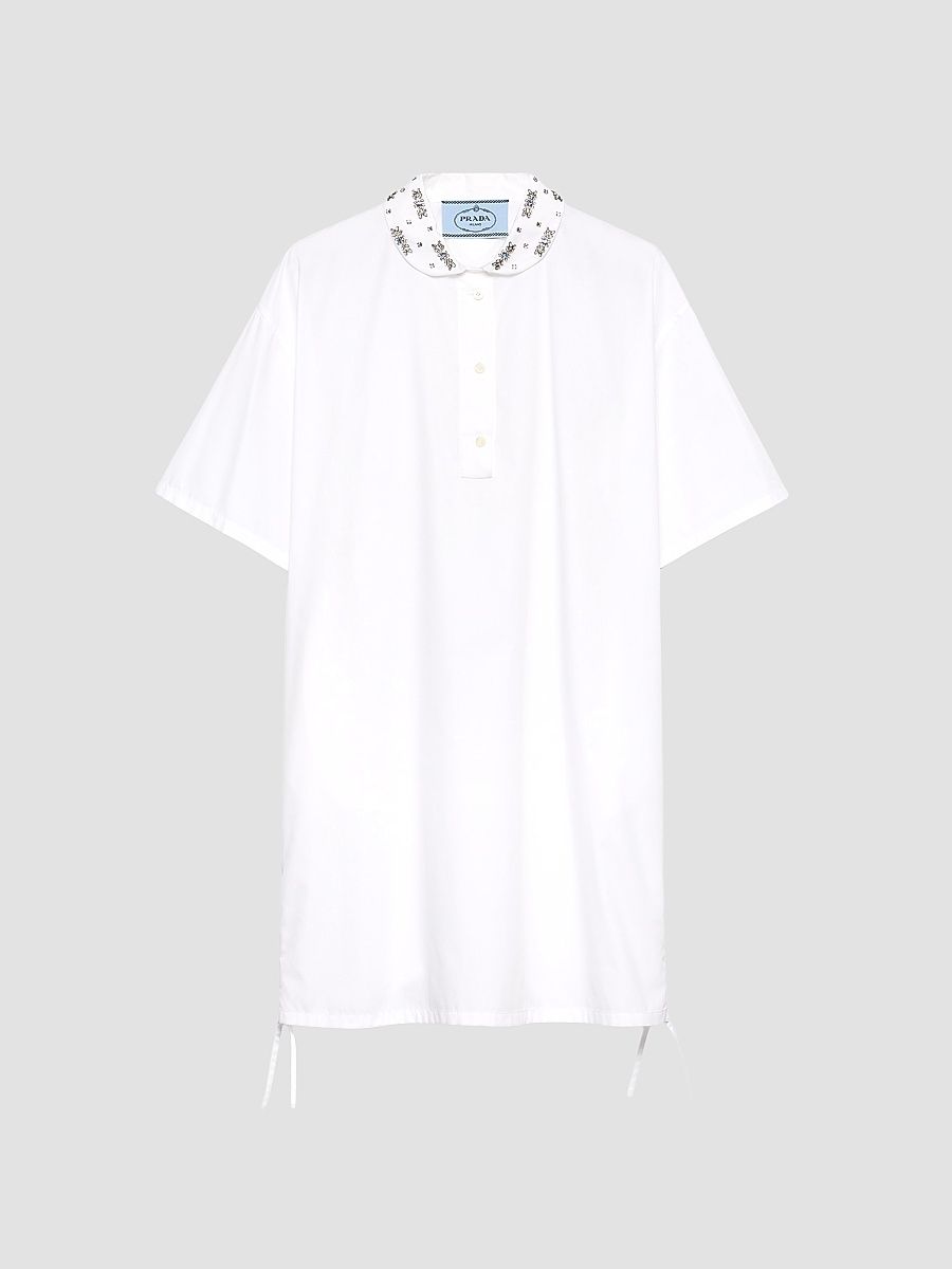 Women's Embroidered Poplin Mini-Dress - White - Size 10