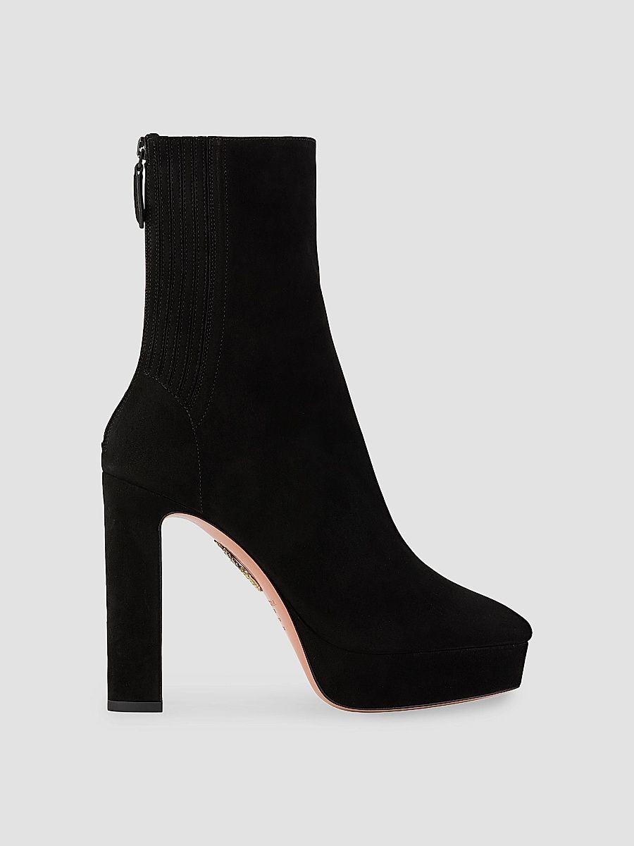 Aquazzura Women's Martine 110MM Suede Platform Booties - Black - Size 12