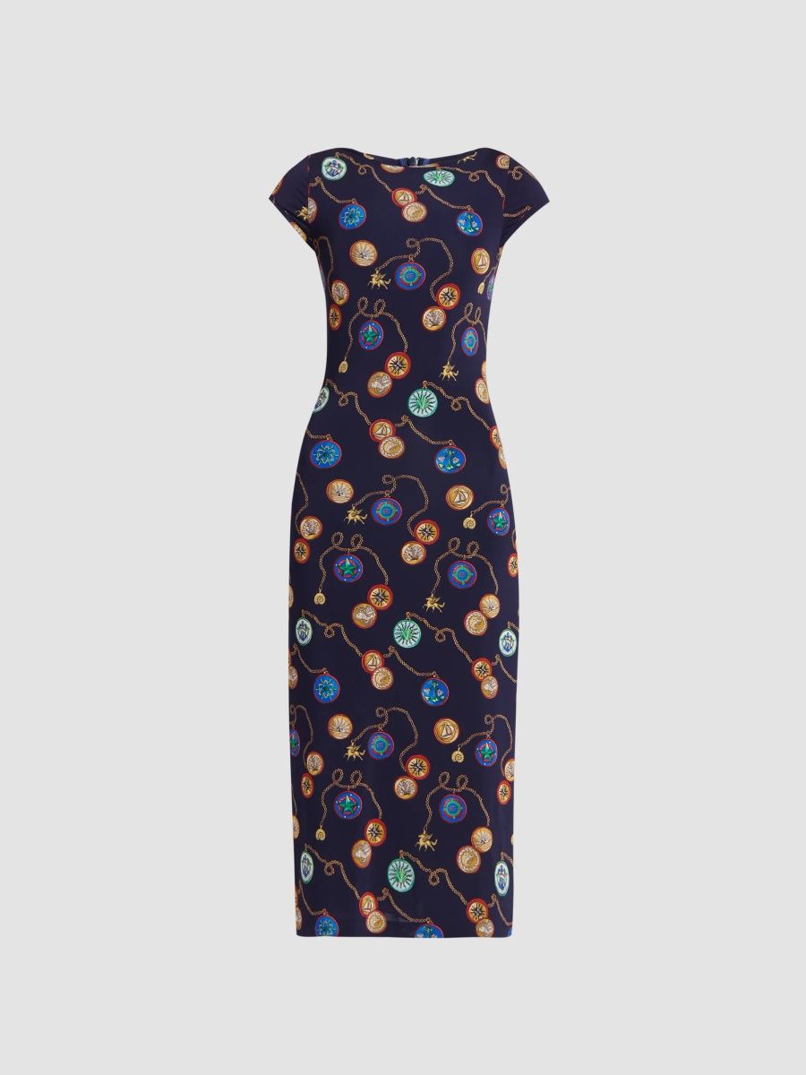 Etro Women's Status Printed Sheath Midi Dress - Blue Multicolor - Size 14