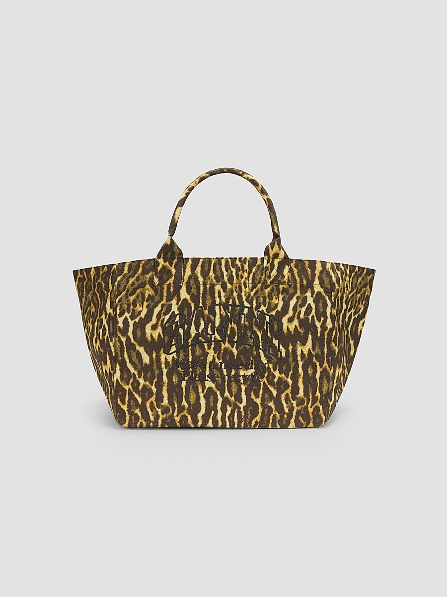Women's XXL Leopard-Print Shopper Tote Bag - Lemon Grass