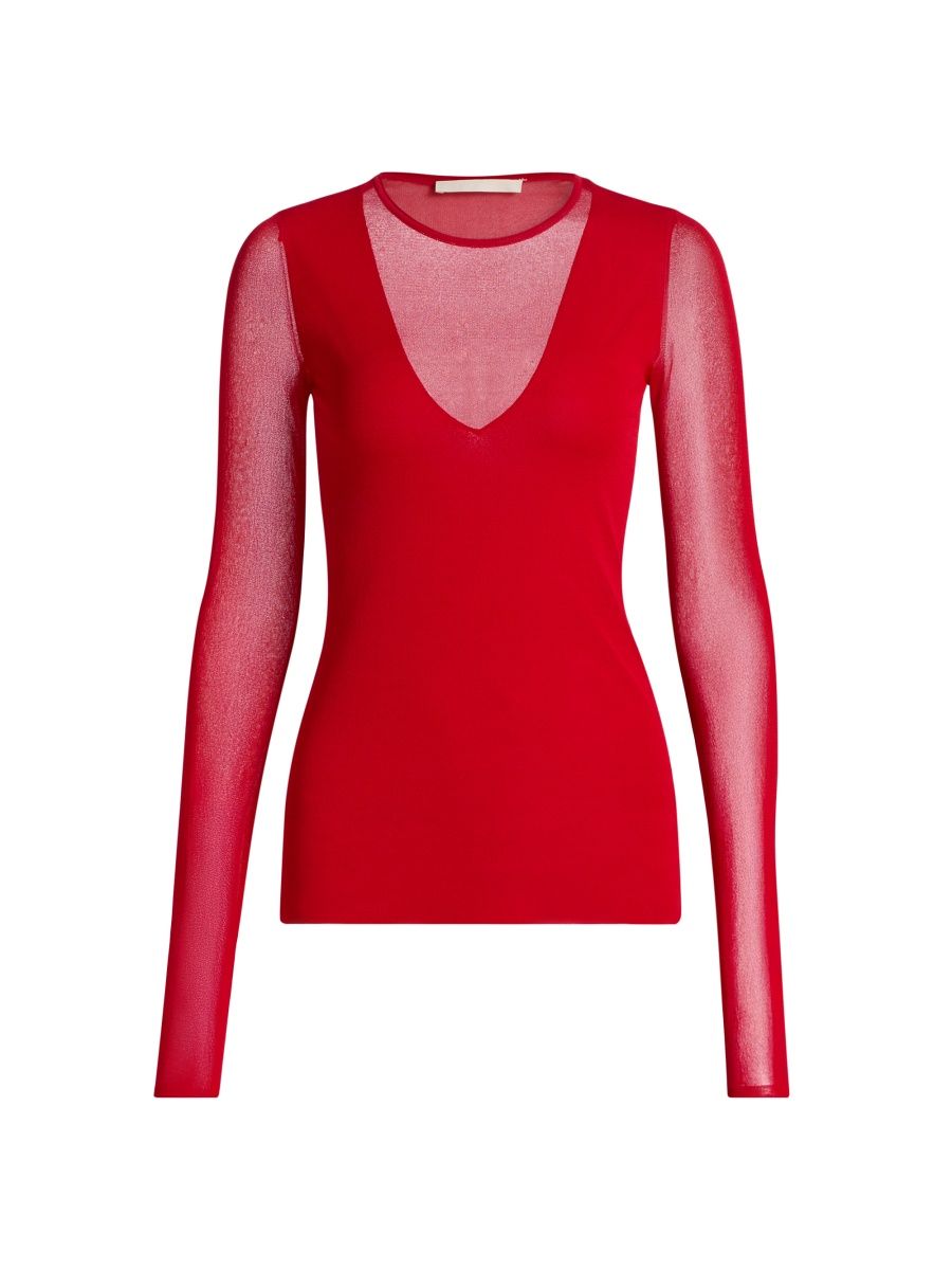 Jason Wu Collection Women's Long Sleeve Knit Top - Red - Size Medium