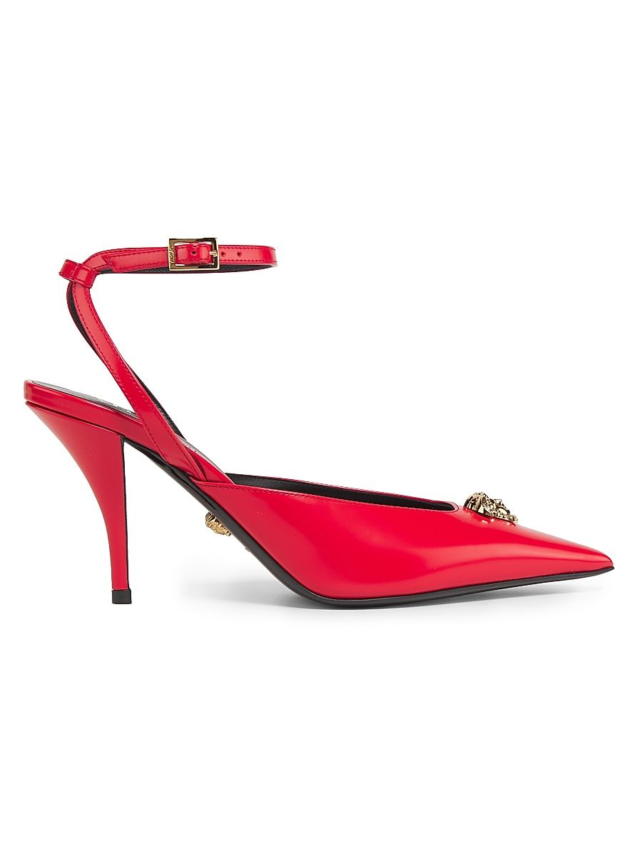 Women's 85MM Patent Leather Medusa Pumps - Red Versace Gold - Size 10