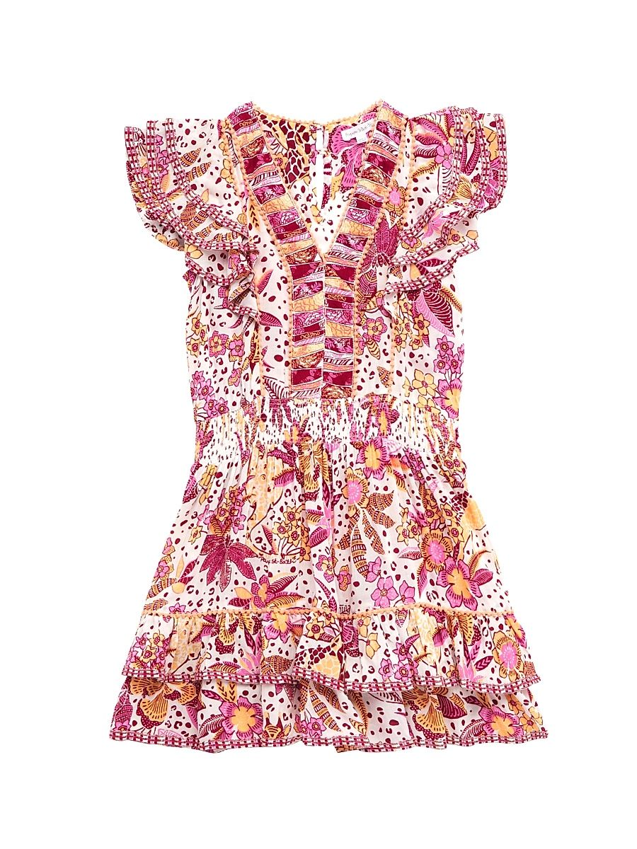 Little Girl's & Girl's Camila Floral Ruffle-Trimmed Minidress - Pink Savana - Size 2