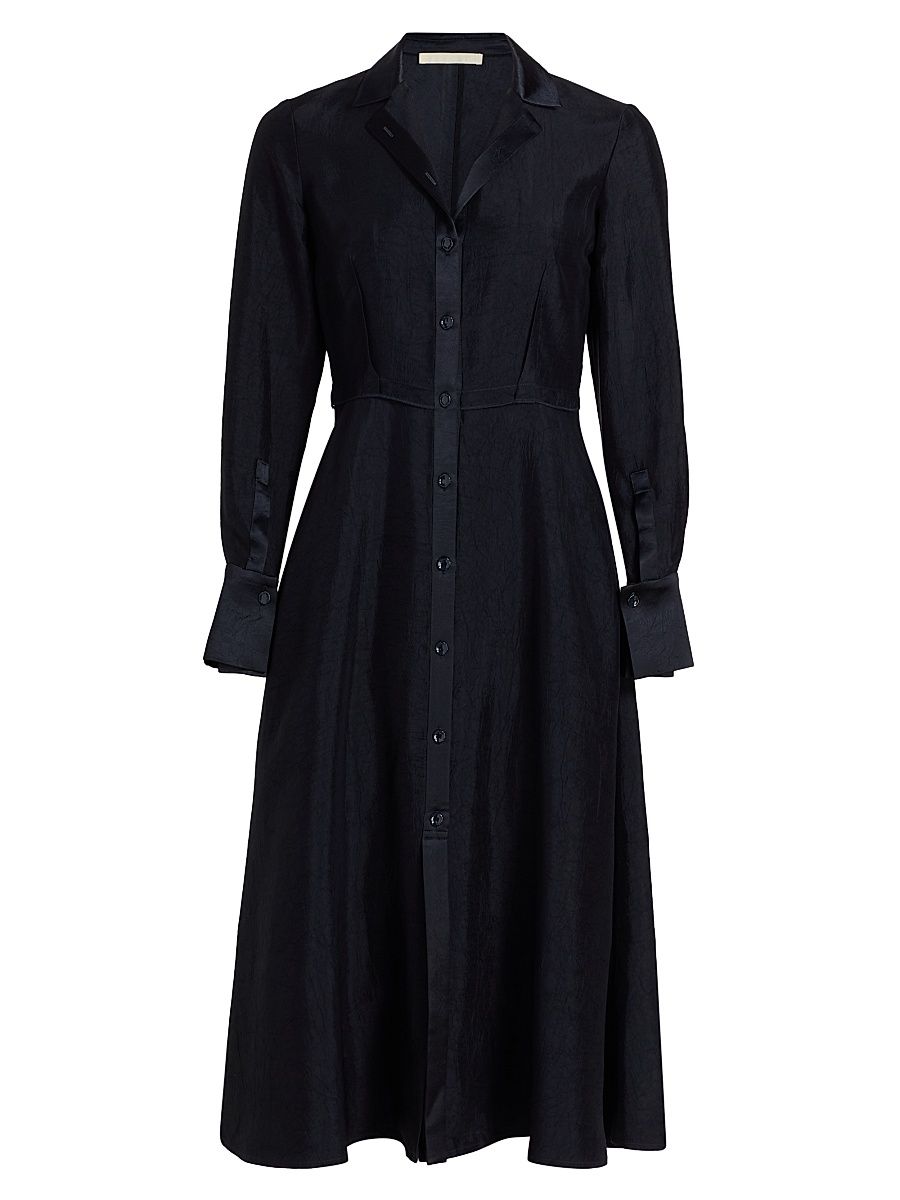 Women's Washed Twill Midi-Shirtdress - Ultra Navy - Size 14