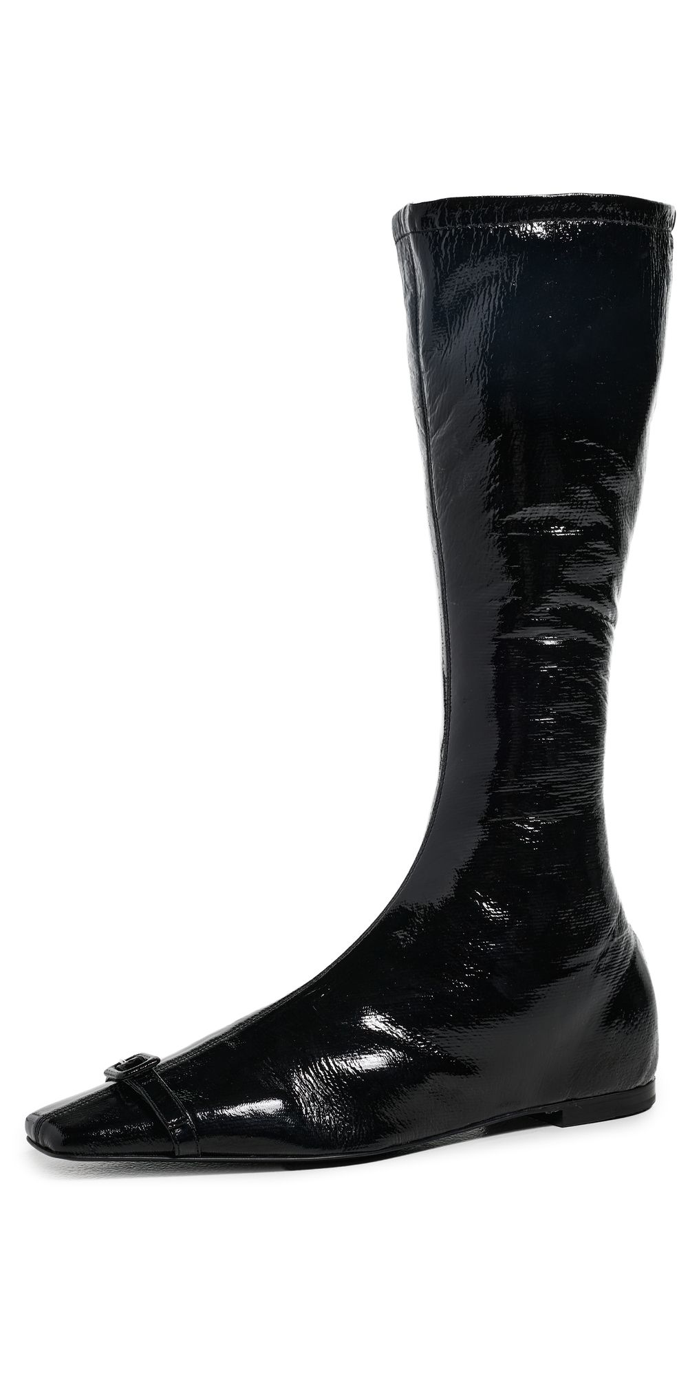 Courrèges Flat Buckle Vinyl Boots Black 41