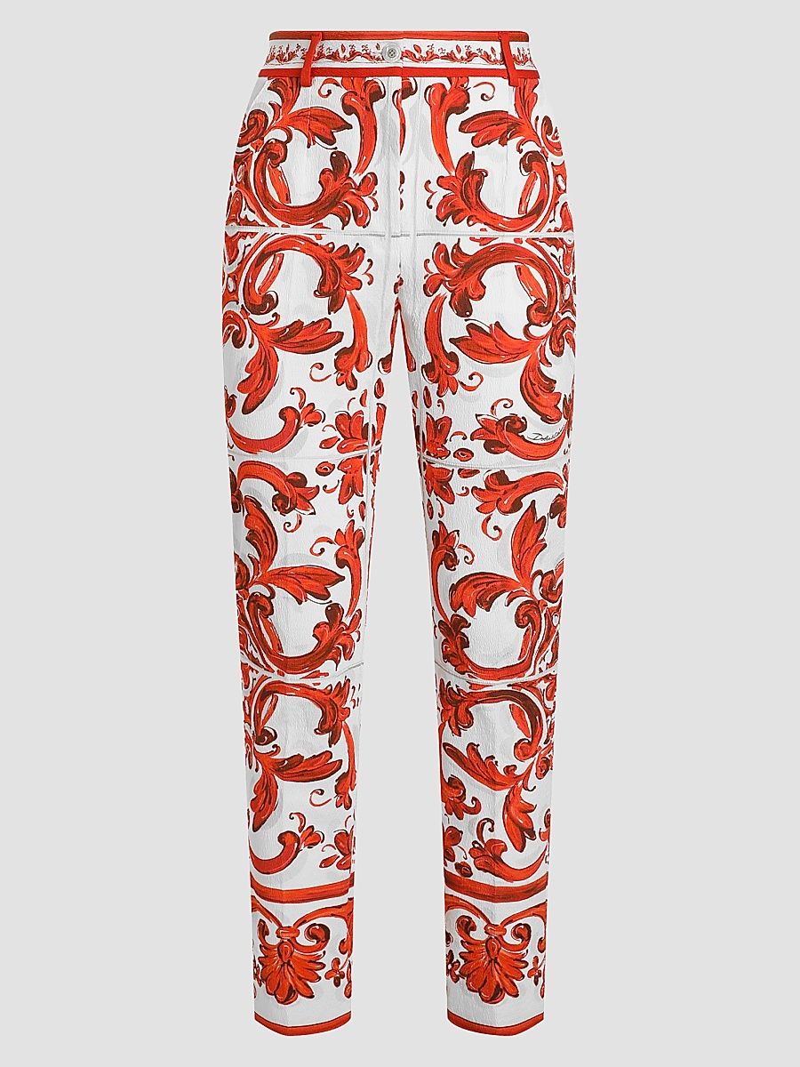 Women's Majolica-Print Brocade Crop Pants - Variante Abbinata - Size 8