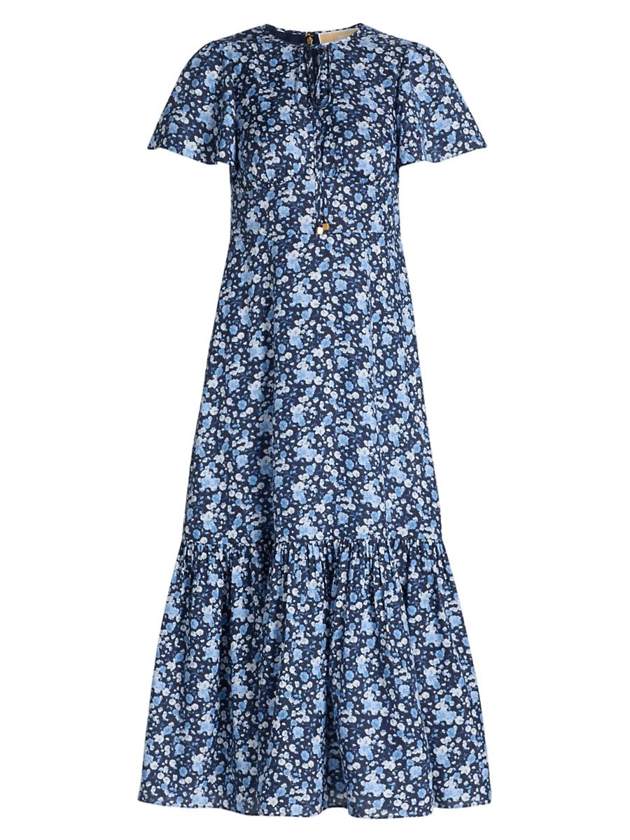 Women's Floral Midi-Dress - French Blue - Size Medium