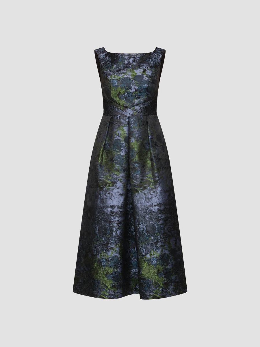Kay Unger Women's Maisie Monet Jacquard Bateau Midi-Dress - Glacier Multi - Size 0