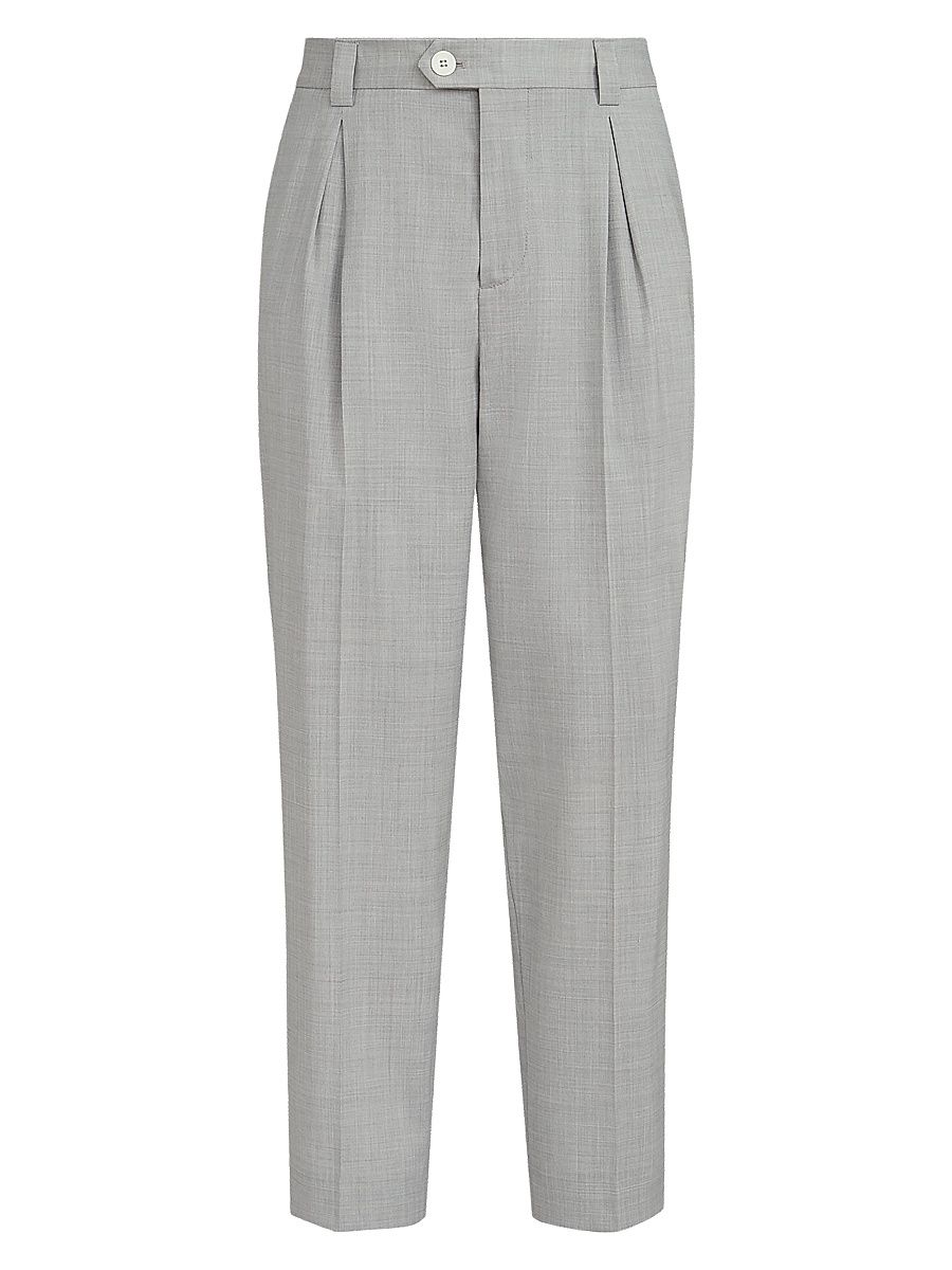 Men's Virgin Wool Dynamic Fresco Trousers with Tee Holder - Pearl - Size 48