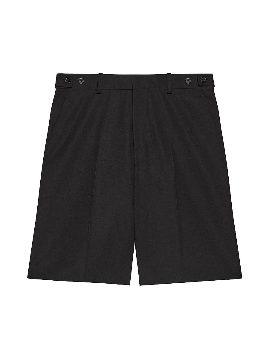 Men's HL001 Relaxed Wool Gabardine Shorts - Black - Size 36