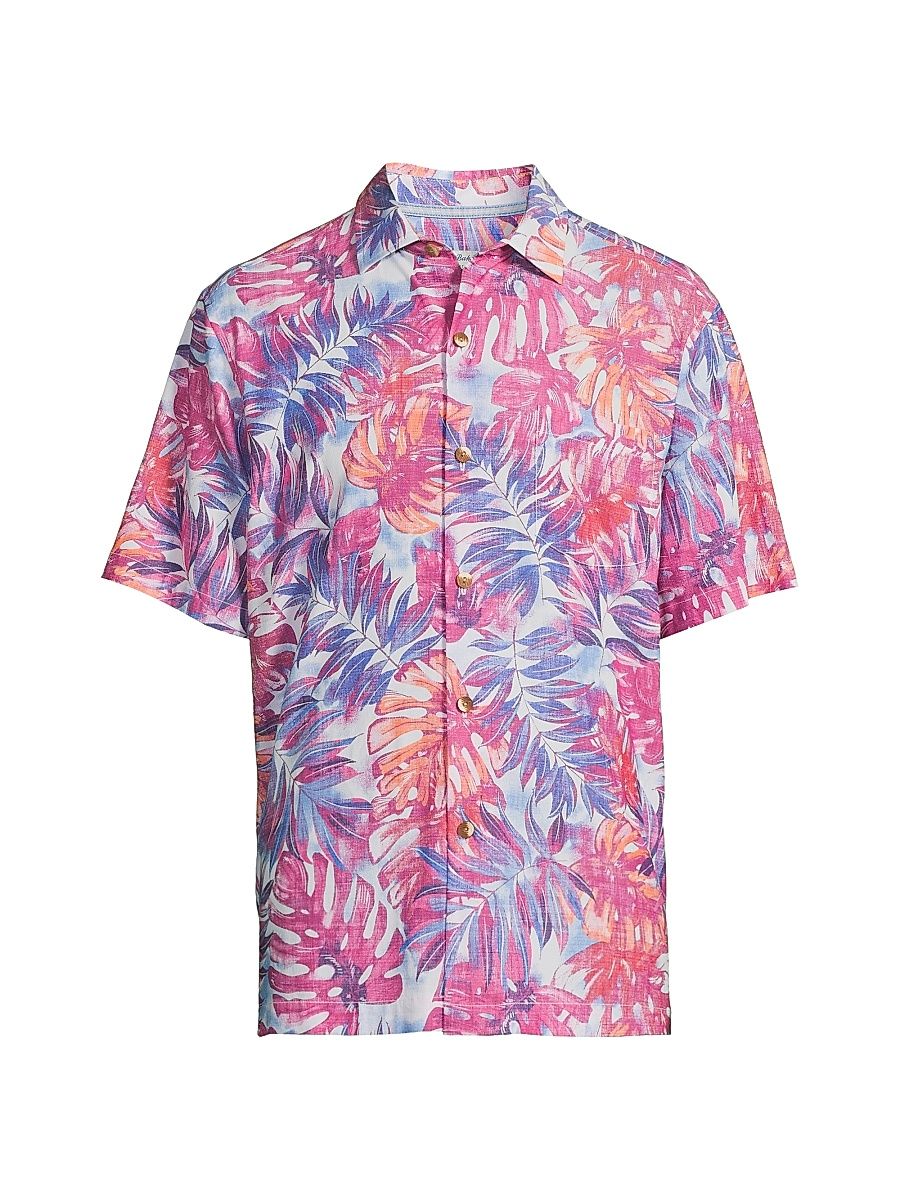 Men's Coastal Cool Frond Fiesta Shirt - Very Berry - Size Small