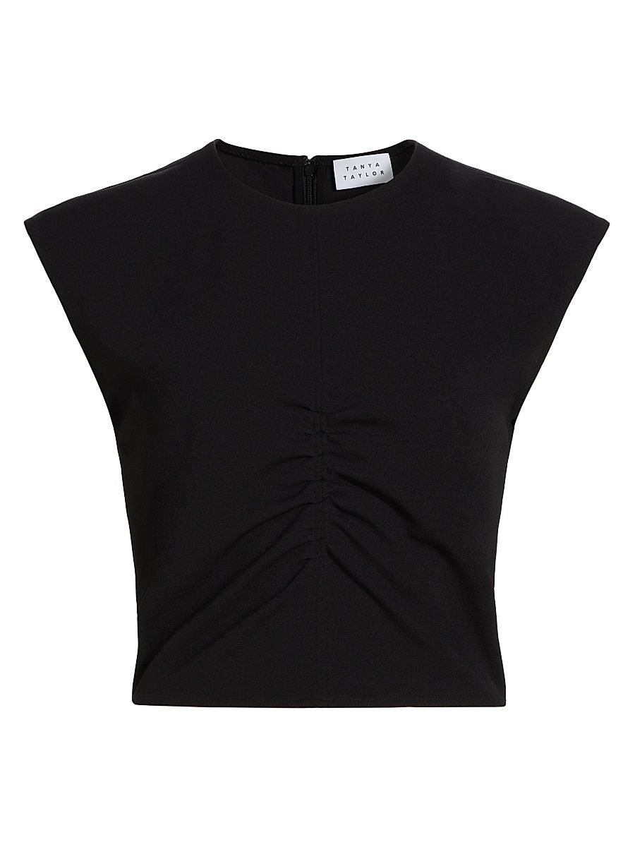 Women's Betty Scuba Ruched Top - Black - Size Large