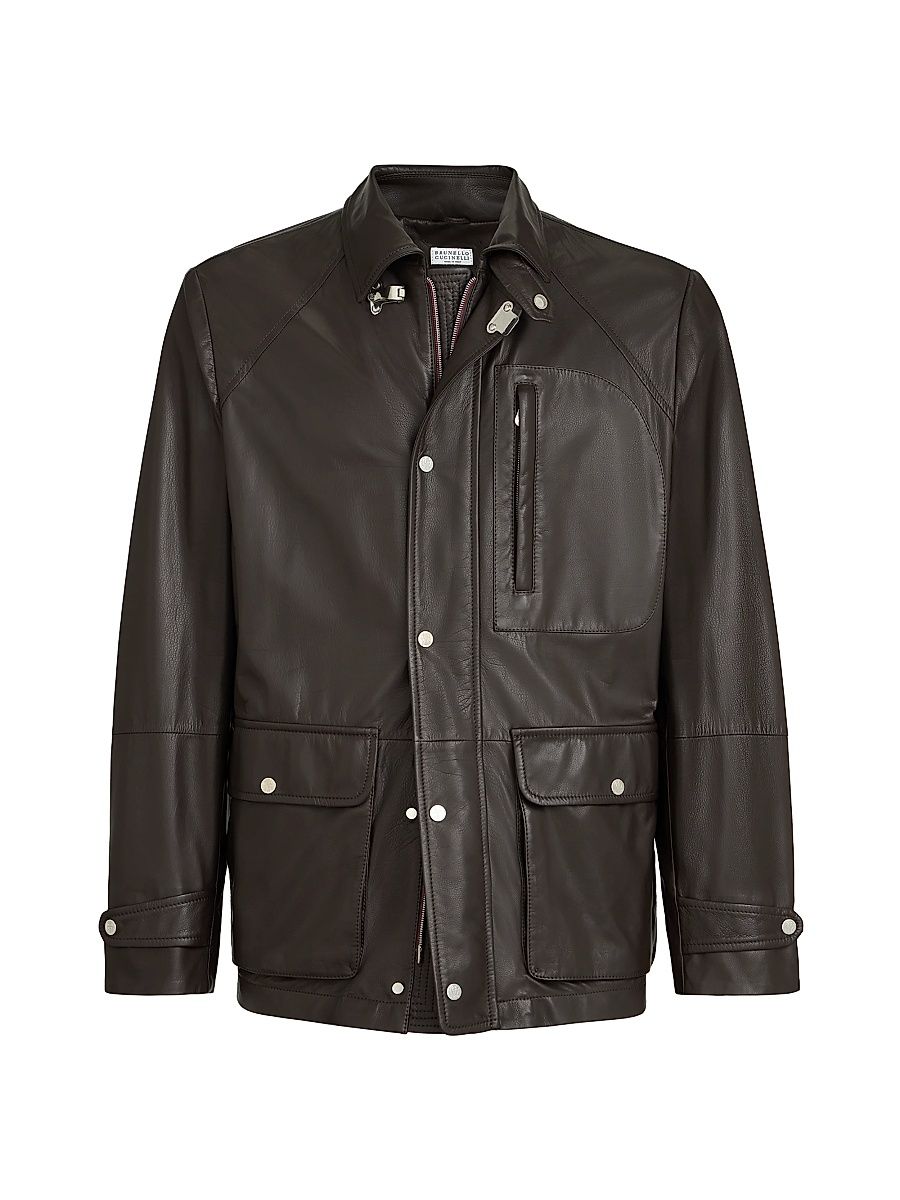 Men's Calfskin Unlined Field Jacket - Chocolate - Size XXXL