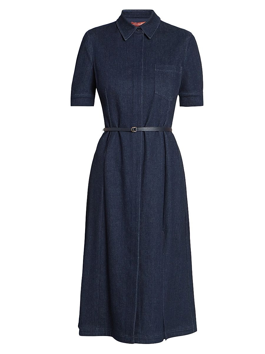 Women's Kieran Denim Midi-Shirtdress - Berry Blue - Size 12