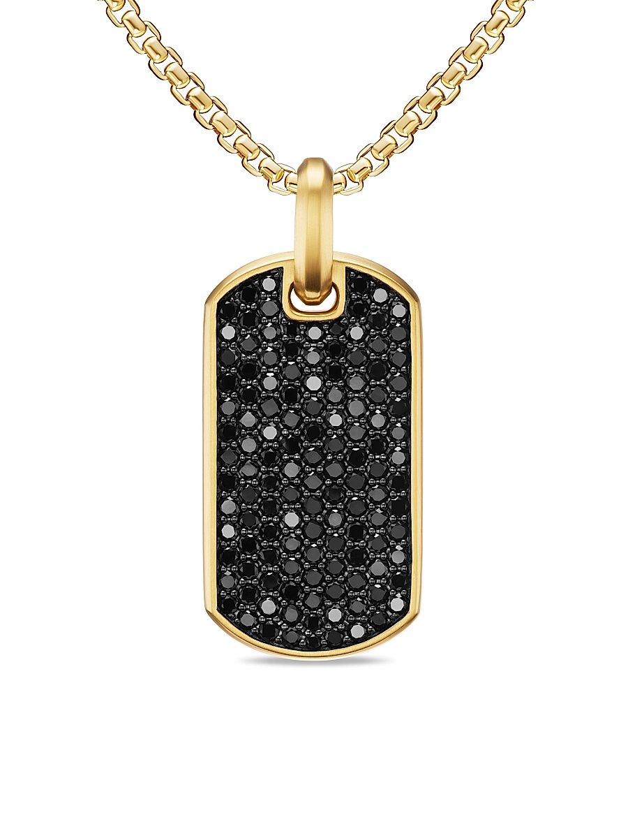 Men's Chevron Pavé Tag in 18K Yellow Gold - Black Diamond