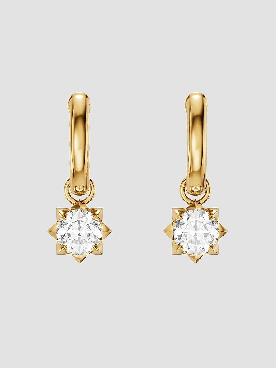 Women's Petite Pave Stone Drop Earrings in 18K Yellow Gold with Diamonds, 4.5MM - Diamond
