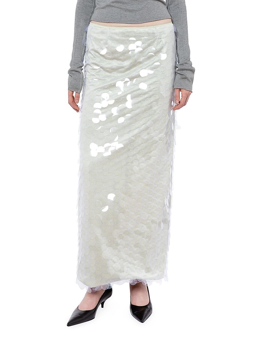 Women's Delta Sequined Maxi Skirt - White Jade Clear - Size 6