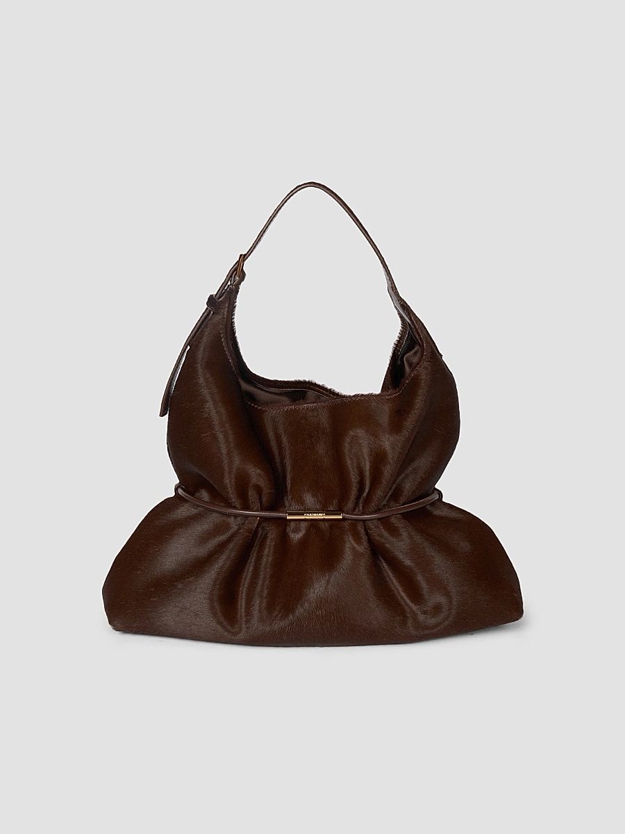 Balmain Women's Sphynx Medium Calf Hair Shoulder Bag - Marron Fonce