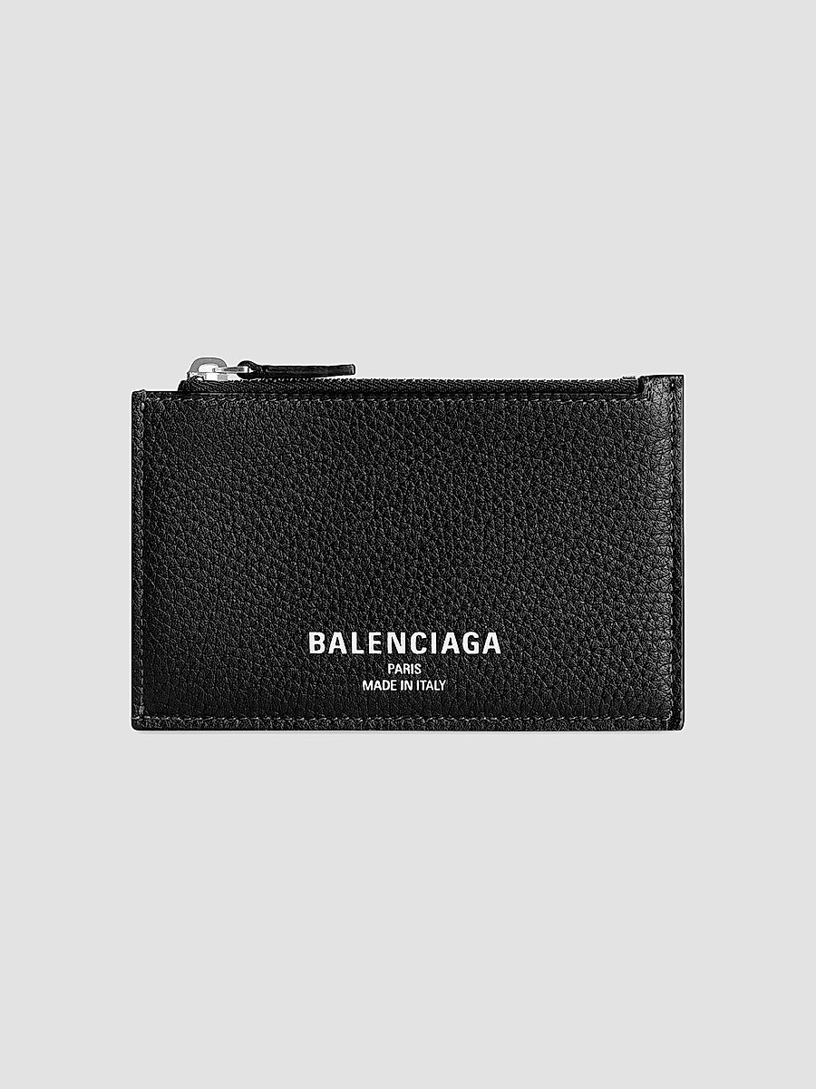 Balenciaga Men's Credit Long Coin and Card Holder - Black